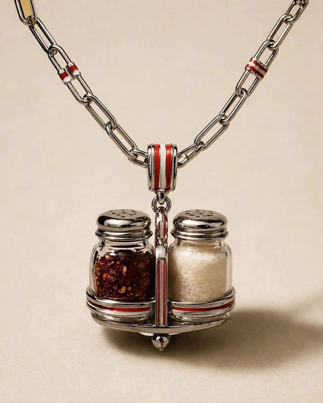 Pendant holding twin condiment shakers