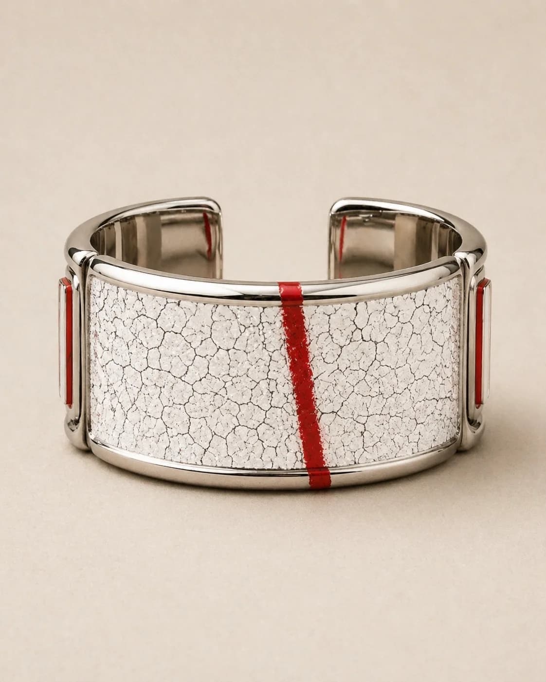 Pair of polished red and white clips