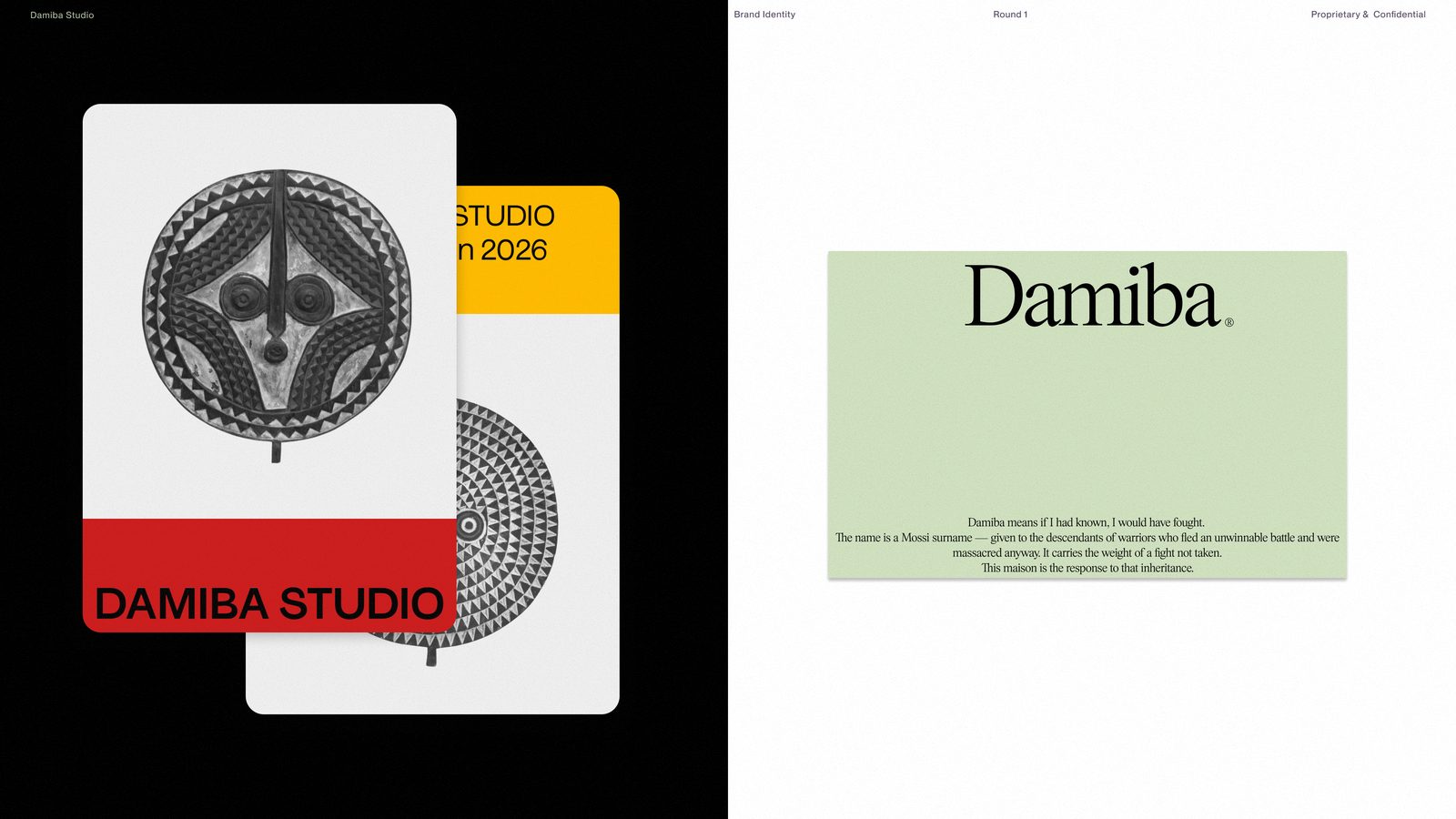 DAMIBA wordmark and application board