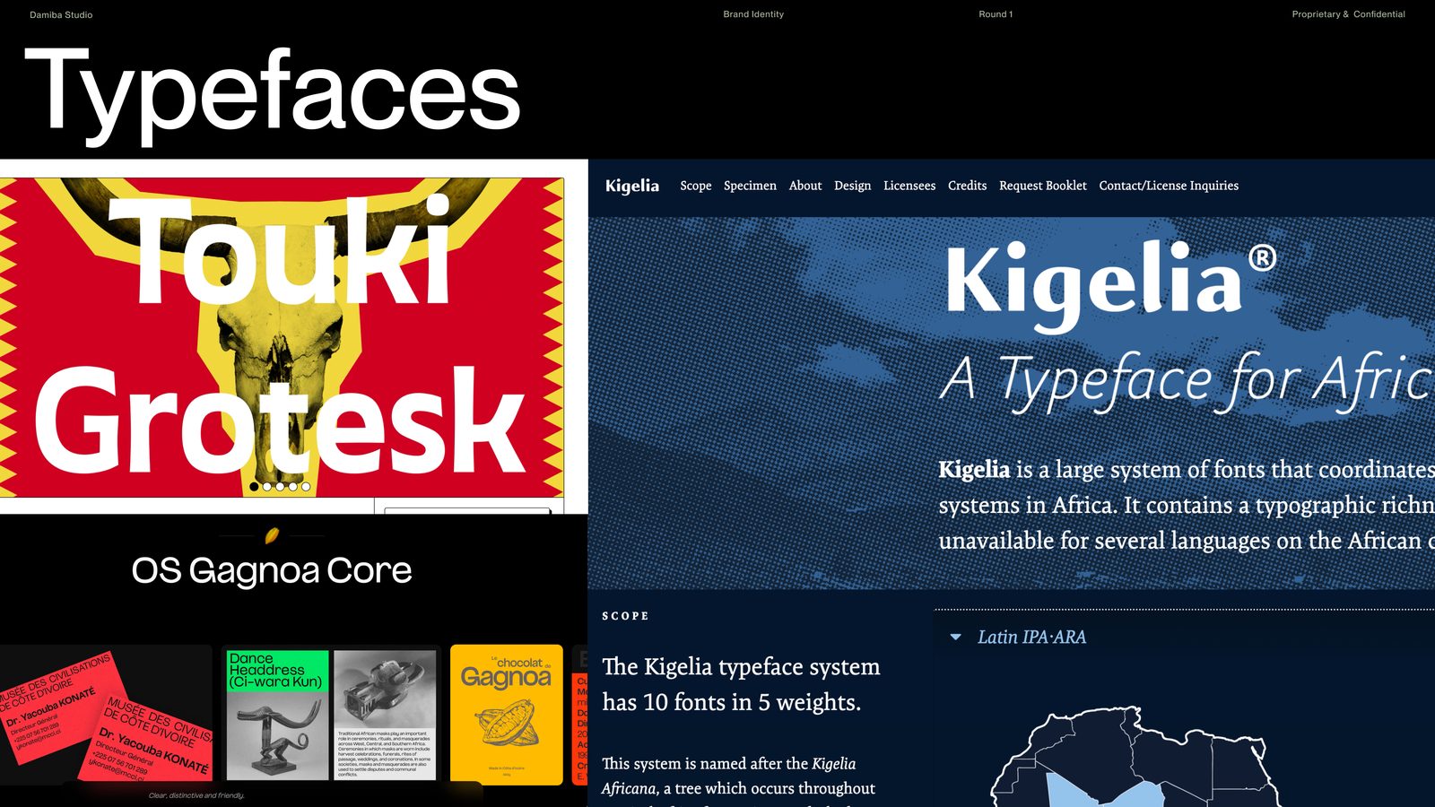 Touki Grotesk, Kigelia and OS Gagnoa research